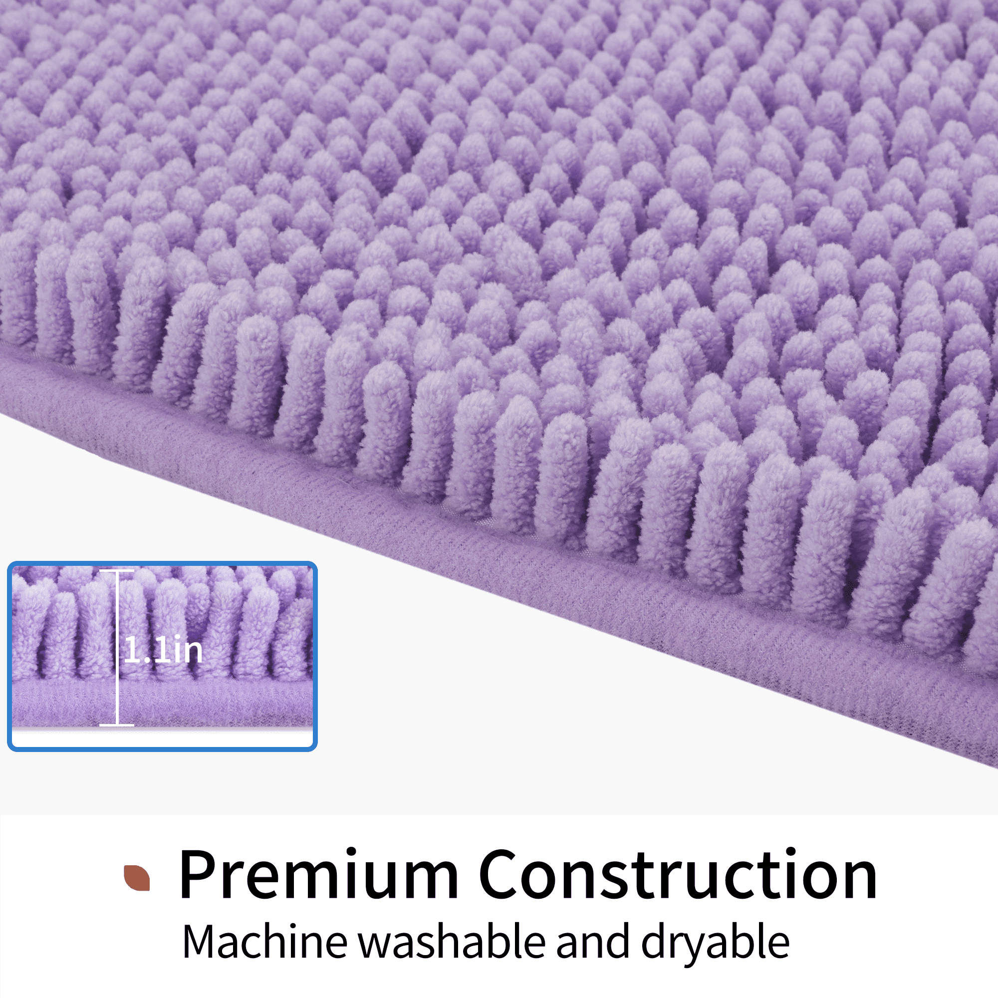 Evlmd Bathroom Rugs, Extra Soft Absorbent Shaggy Chenille Bath Rugs, Non-Slip Dark Purple Bath Mats for Bathroom Floor Tub and Shower, Home Decor Accessories, 24" X 59"