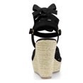 thumbnail image 2 of BLISSFUL STEP Women's Heels Espadrille Wedge Crisscross Lace Up Wedge Sandals Black 10, 2 of 8