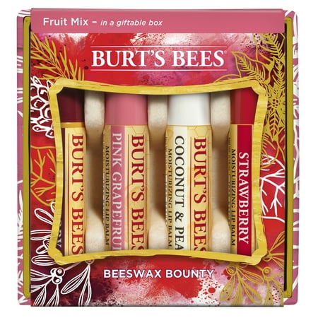 Burt's Bees Beeswax Bounty Assorted Fruit Lip Balm Gift Set, 4 Lip Balms - Wild Cherry, Pink Grapefruit, Coconut & Pear and