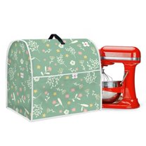 ZIATUBLES Stand Mixer Cover Washable Dust Proof Kitchen Appliance Cover with Front Pockets and Top Handle Multi-Functional Kitchen Decor Accessories, Floral Foliage Green
