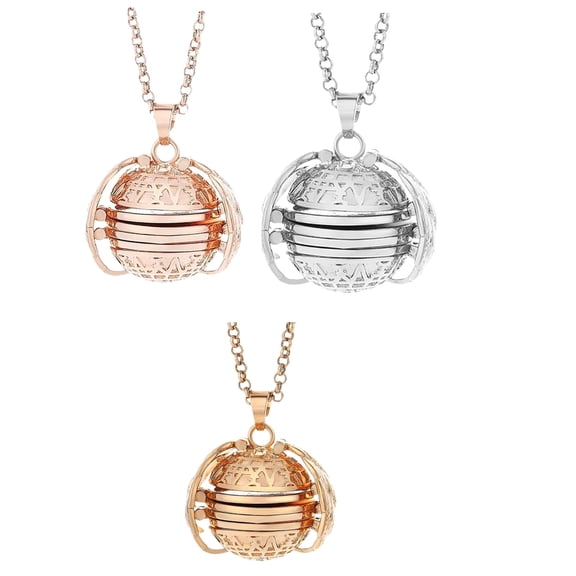 3 Pack Expanding Photo Locket Necklace, Stainless Steel Ball Pendant with Angel Wings, Folding 4 Picture Frame Memory Locket, 20in Chain Gift for Women Men