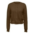 thumbnail image 7 of Women's Cardigan Button Down Long Sleeve Crewneck Crop Cardigan Sweater Cute Knitwear Clothes,Brown Women's Cardigan M, 7 of 7