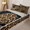 thumbnail image 3 of Homewish Fashion Leopard Print Zipper Full Size Comforter Sets with Fitted Sheet and 2 Pillowcases, Ribbon C Letter Zipper Bedding Set, Gray Reversible, 4 Pieces, 3 of 6
