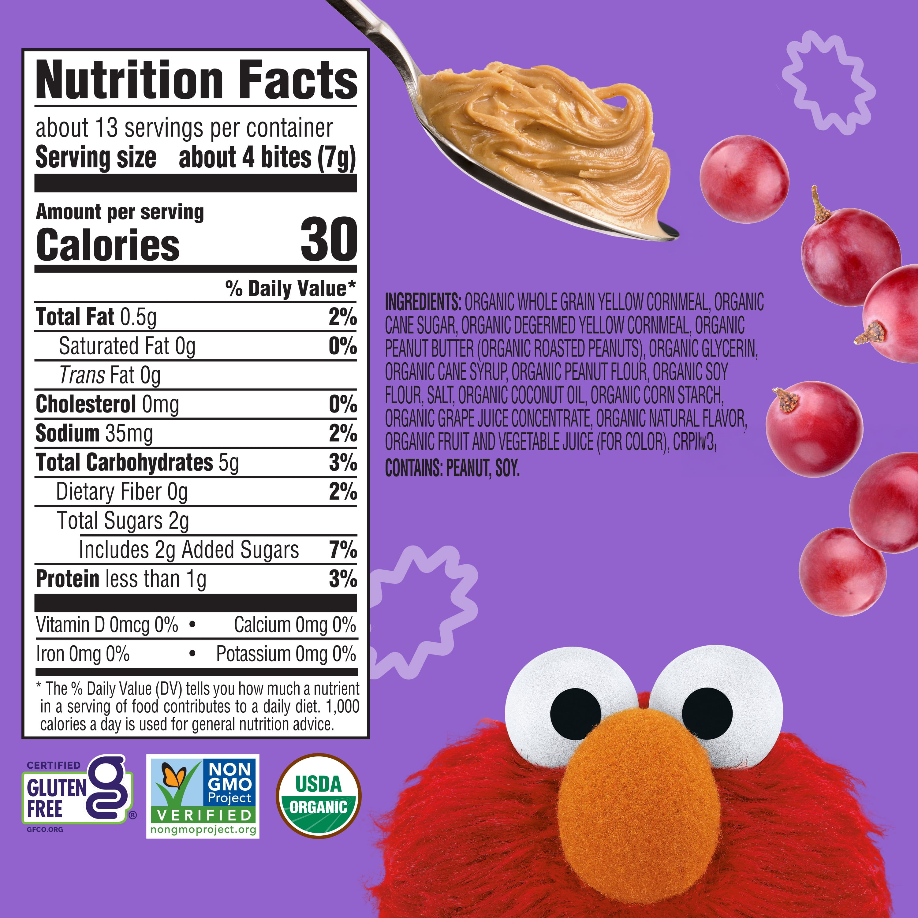 (4 pack) Earth's Best Organic Peanut Butter Grape PB&J Bites Toddler Baby Snack, 3.17 oz Bag