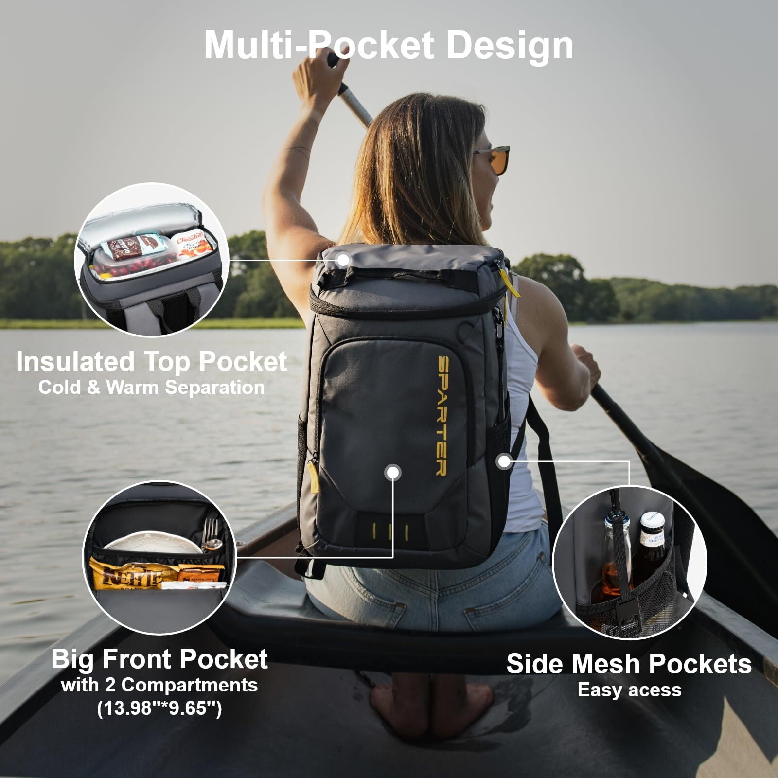 Insulated Cooler Backpack 30/45 Cans Leak Proof Thermal Bag Camping Hiking 1d08f710-64f5-4ffe-a216-  main image 2
