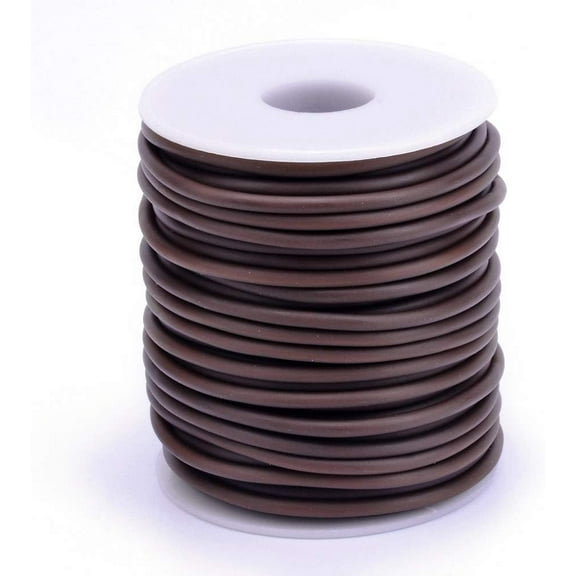 27.3 Yards 3mm Hollow Pipe PVC Tubular Synthetic Cord with 1.5mm Hole Saddle Brown Plastic Lacing Cord Tubing Knitting Barber Cord Wrapped Around White Plastic Spool for Versatile Applications