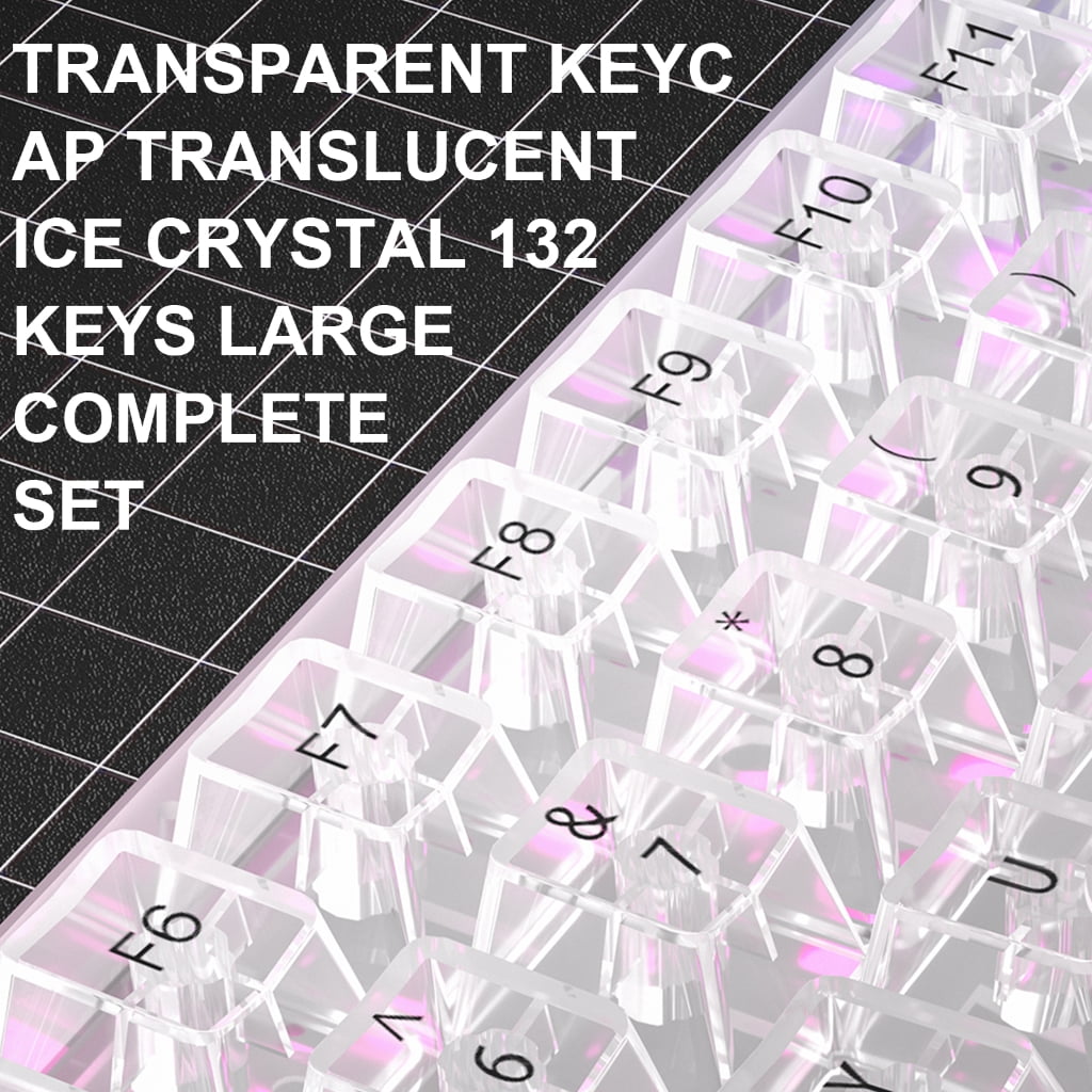 Crystal Transparent PC Keycaps CBSA 132 Keys for MX Switcher Mechanical Keyboard