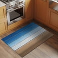 thumbnail image 3 of Blue Brown Bathroom Mat 2x3 FT, Non Slip Small Kitchen Mat, Vintage Farmhouse Gradient Wooden Grain Washable Soft Backed Front Door Throw Rug Non-Shedding Indoor Outdoor Doormat for Entryway Sink, 3 of 9