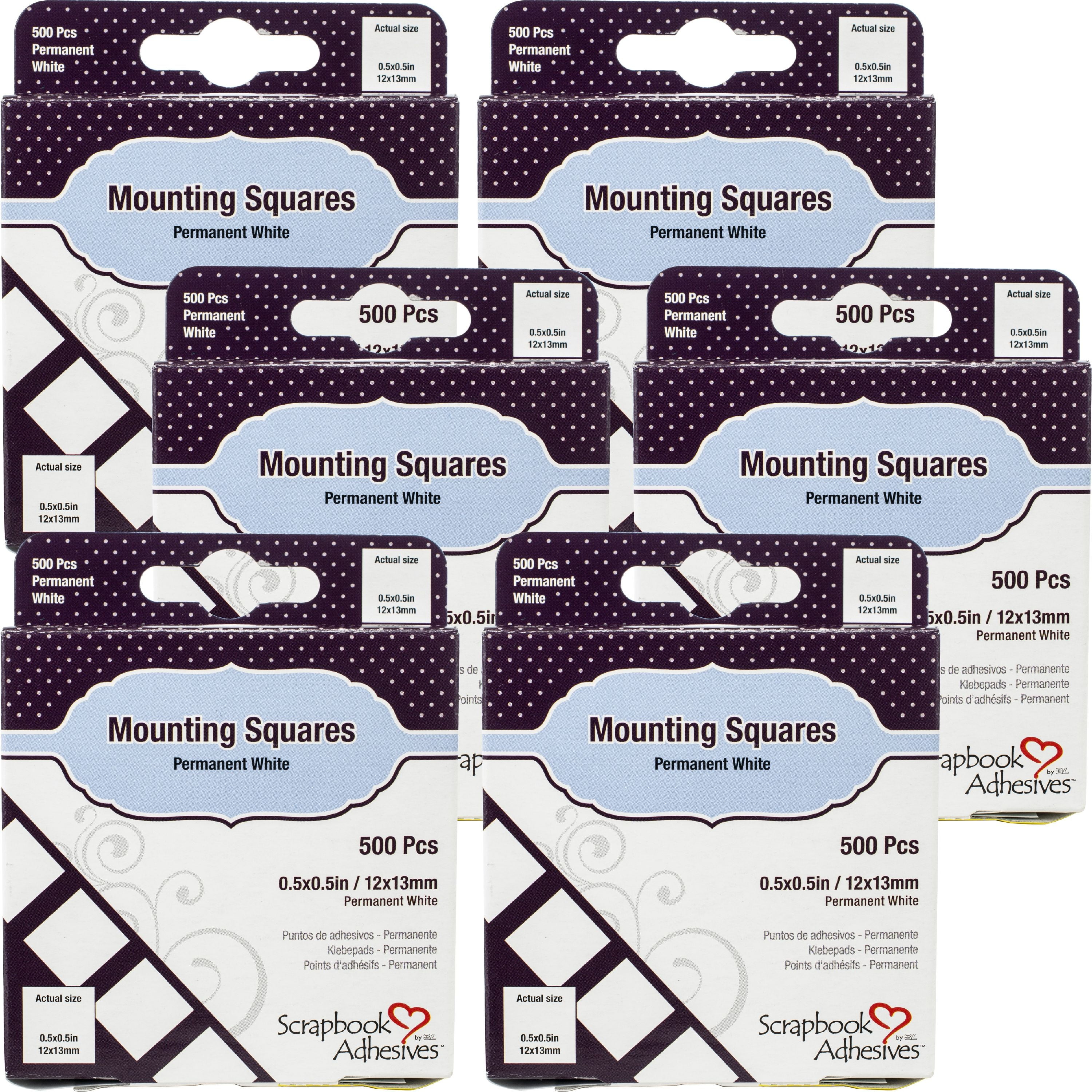 Scrapbook Adhesives Mounting Squares .5"X.5"White 500 Count, Multipack