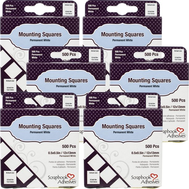 Scrapbook Adhesives Mounting Squares .5"X.5"White 500 Count, Multipack