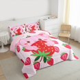 thumbnail image 3 of Manfei Cartoon Axolotl Queen Comforter Set,Kawaii Strawberry Bedding Sets,Pink Red White Bedding Comforter Set For Girls,Luxury Bedroom Decor Reversible,3pcs, 3 of 8