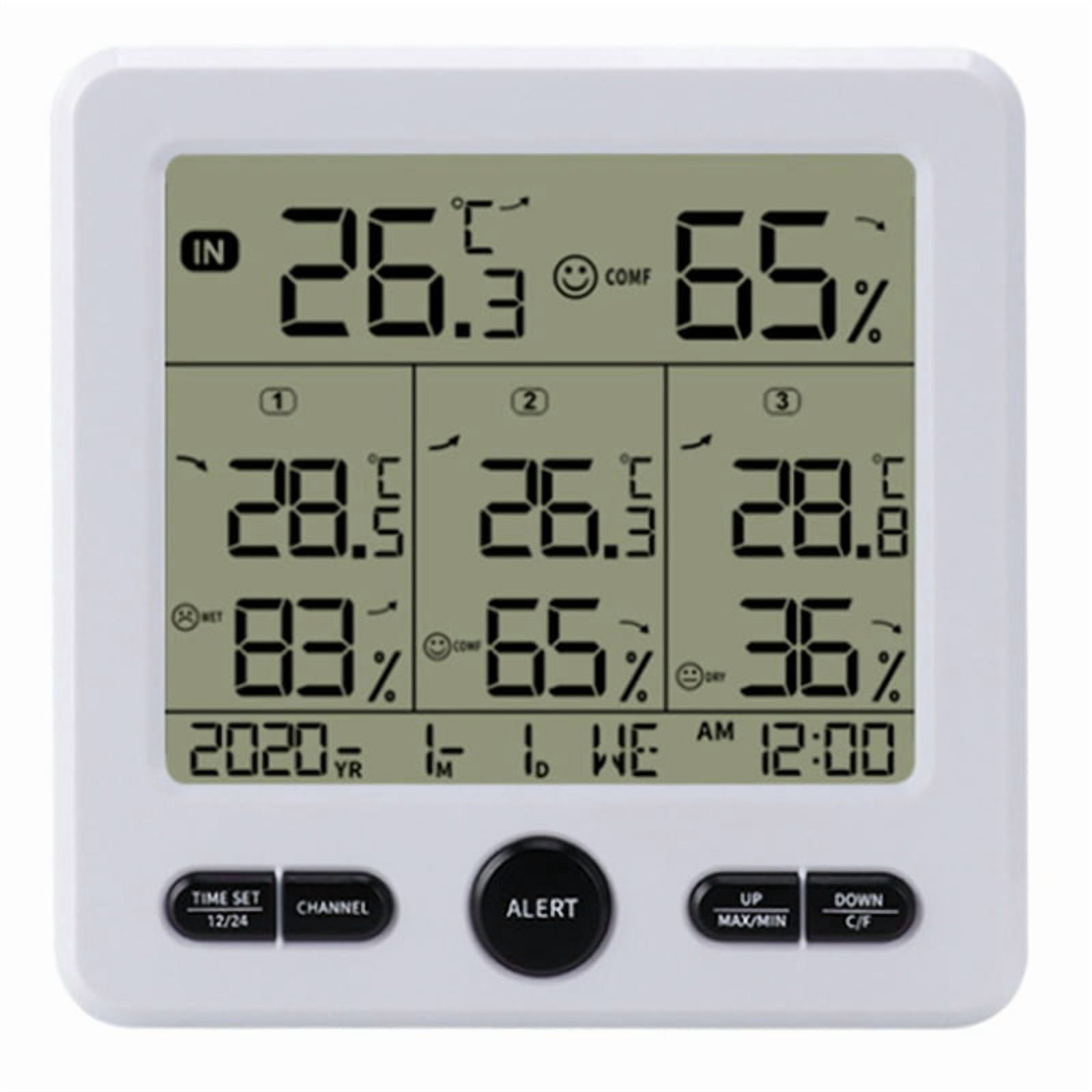 One-to-Three Wireless Weather Station, Indoor and Outdoor Digital Thermometer and Hygrometer, Color Screen Alarm Monitor