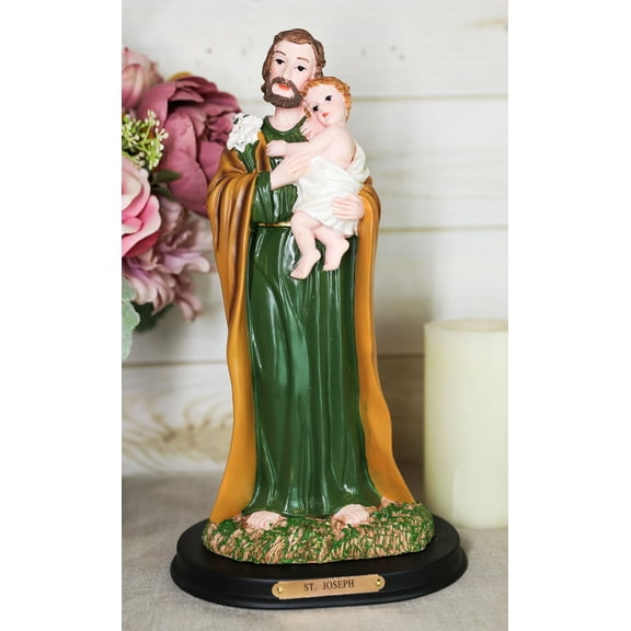 Ebros Catholic Divinity Saint Joseph Carrying Baby Jesus Figurine 12" Tall