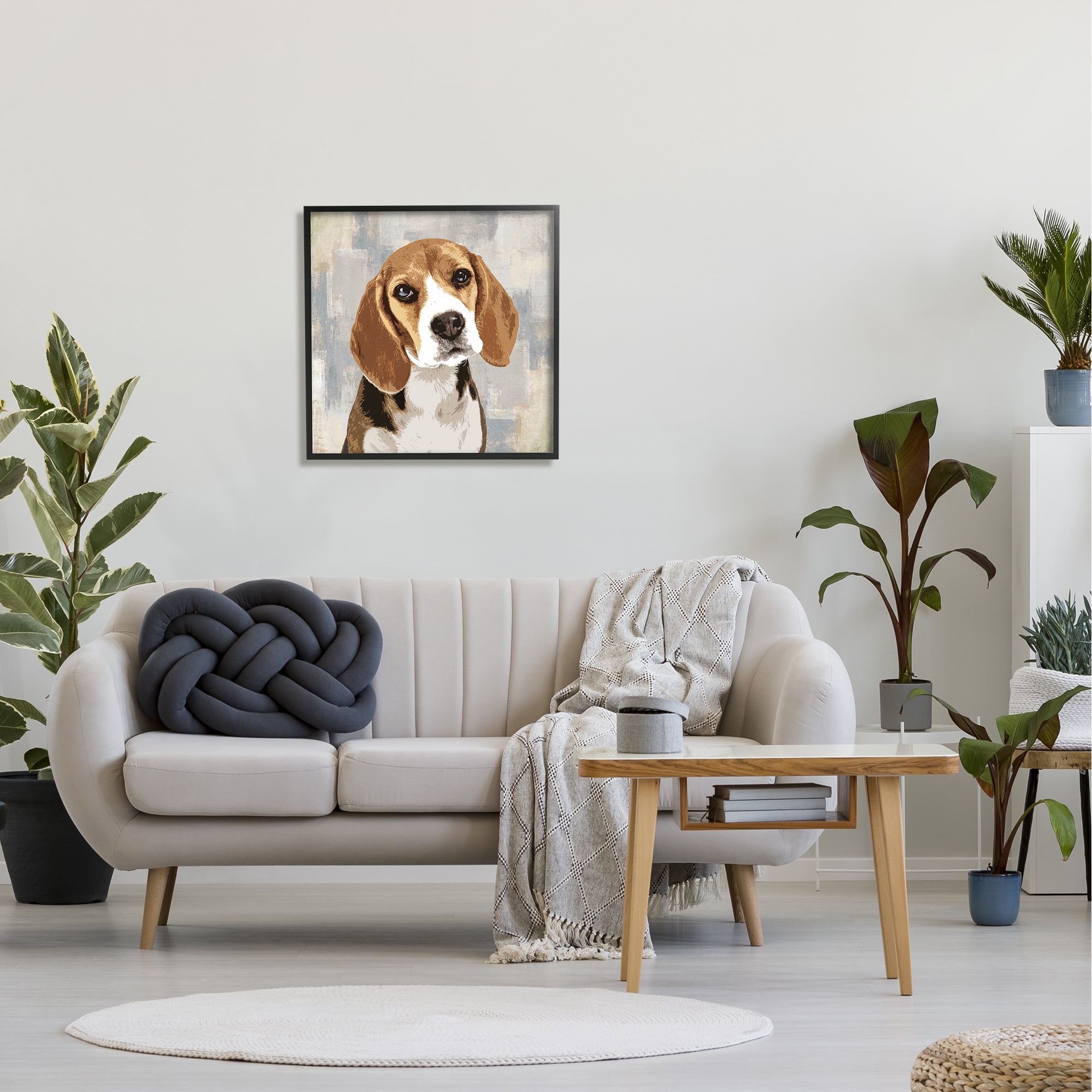 Stupell Industries Dog Beagle Patiently Waiting Abstract Backdrop Pet Collage,24 x 24, Design by Keri Rodgers