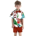 thumbnail image 1 of Sunnyoo Boys Hawaii Beach Outfits Summer Short Sleeve Button-Down Shirt Shorts Set, 1 of 7