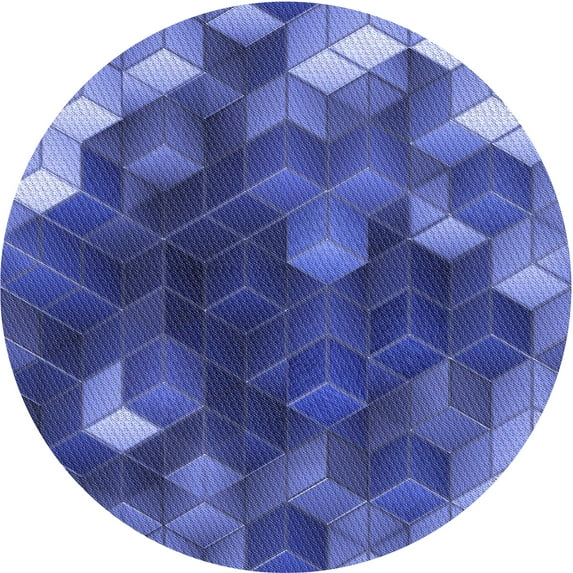 Ahgly Company Machine Washable Indoor Round Transitional Sky Blue Area Rugs, 5' Round