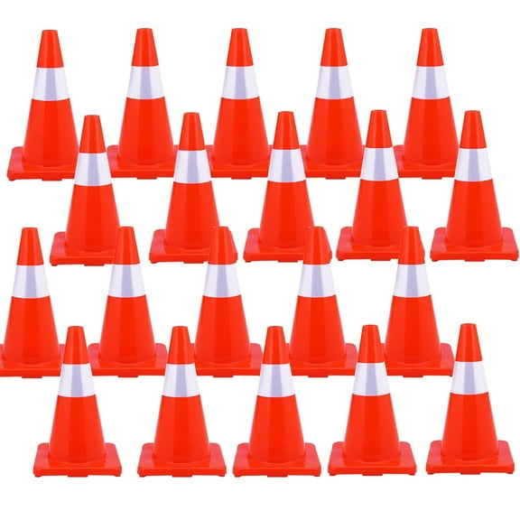 Traffic Safety Cones,Multi Purpose Cones with Reflective Collar for Road Safety,PVC Safety Cones,Orange Cones for Driving Training,Parking Lots,Construction,Sports,Caution