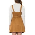 thumbnail image 3 of INSPIRE CHIC Women's V Neck Button Up Belted Overall Faux Suede Dress Brown XS, 3 of 5