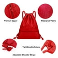 thumbnail image 5 of Muka Nylon Waterproof Drawstring Backpack Gym Sack Cinch Bags with Pockets, Unisex String Sports School Bag-Hot Pink-L, 5 of 6