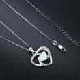 thumbnail image 5 of Cuoka White Gold Plated Heart Necklace Opal Jewelry for Women, 925 Sterling Silver Opal Pendant Necklace, Birthday Cubic Zirconia Opal Necklace Gift, 5 of 9