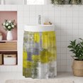 thumbnail image 4 of Yellow Grey Cabinet Curtains 11"W x 13"L, Abstract Art Oil Painting Modern Geometric Sink Skirt for Bathroom Kitchen Self Adhesive, Desk Privacy Short Curtain for Pantry Storage Coffee Bar, 4 of 9