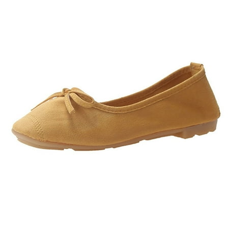 

Fsqjgq Sandals Women Thong Sandals for Women Women s Suede Bow Shallow Mouth Soft Sole Round Toe Casual Shoes Womens Bikers Sandal Womens Slippers Yellow 40