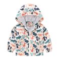 thumbnail image 2 of Otqutp Toddler Girls Boys Spring Fall Windbreaker with Hoods Baby Zipper Hooded Outwear Windproof Jacket Lightweight Coat 1-5 Years(White B,2-3 Years), 2 of 8