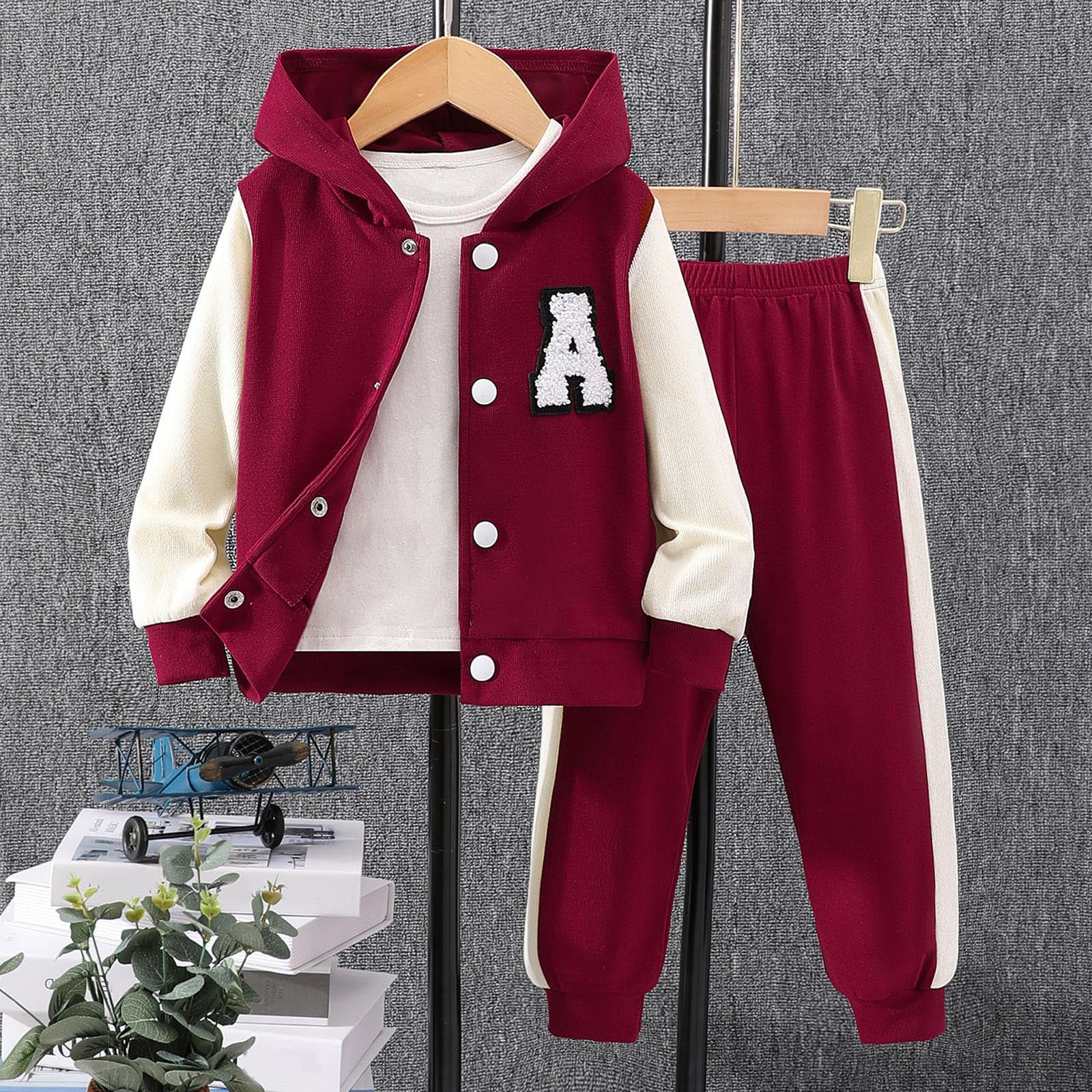 Zshosam Baby Girls Outfits Toddler Baby Girl Clothes Long Sleeves Ruffle Hoodie Shirt Floral Pants 2 Pcs Fall Winter Outfits Set Size 1T 2T,(Red 1-2 Years)