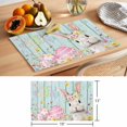 thumbnail image 6 of Turquoise Easter Placemats Set of 12 Spring Easter Bunny Eggs Floral Wooden Place Mats Indoor Wipeable Table Mats Washable Cloth Dining Table Placemats for Kitchen Holiday Party Home Decor 13x19 Inch, 6 of 9