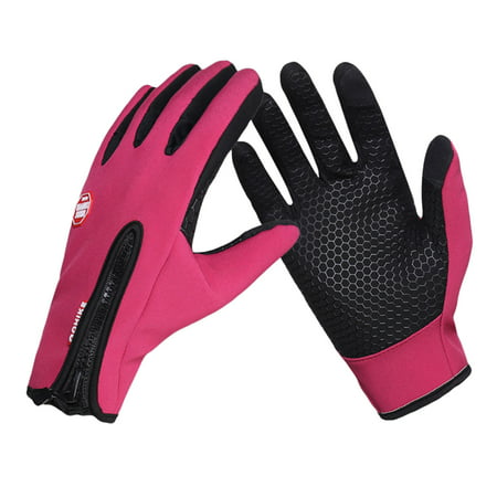 Winter Men's Windproof Touch Screen Gloves Winter Warm Driving Riding Gloves For Cold Weather Women Gloves(Rose Red,