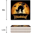thumbnail image 3 of RYLABLUE Hallowen Bat Black Cat Hallowmas Set of 6 Coaster for Drinks, Absorbent Ceramic Stone Coasters Cup Mat with Cork Base for Home Kitchen Room Coffee Table Bar Decor, 3 of 4