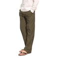 thumbnail image 2 of Pants for Men Relaxed Fit Cotton Linen Trousers Mens Oversized Summer Beach Pants Casual Straight Loose Fit Pockets Brown 2XL, 2 of 5