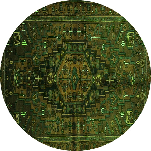 Ahgly Company Indoor Round Persian Green Traditional Area Rugs, 3' Round