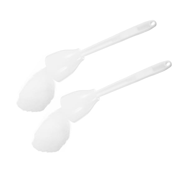 OULII 2pcs Bathroom Cleaning Brush for Commercial Grade Use with Ergonomic Handle in White Plastic Cotton