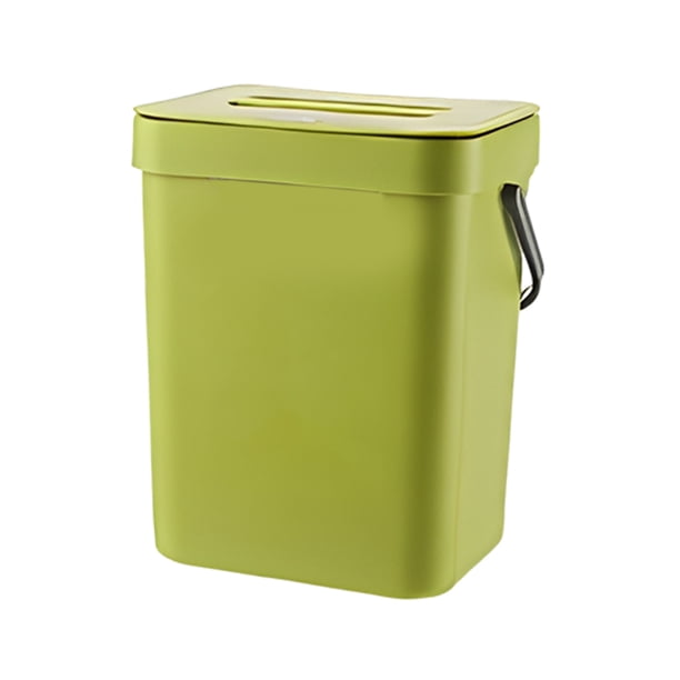 Inteprter Cubo de basura con tapa para colgar en la pared Organizadores de utensilios de cocina Verde