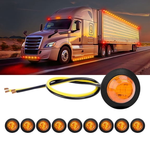 Waywe 3/4 Inch Bullet Side Marker Light 10PCS Amber Round Clearance LED Front Rear Indicator Lights for Trailer Van Caravan Boat Truck RV Car Bus
