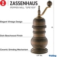 thumbnail image 3 of Zassenhaus Speyer Pepper Mill Manual Ceramic Grinder 5.1-Inch Dark Stained Beech, 3 of 4