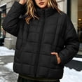 thumbnail image 4 of Mifsaly Quilted Puffer Jacket for Women Stand Collar Zip Up Long Sleeve Oversized Lightweight Winter Coat Fall Cold Weather Casual Warm Outerwear with Pockets Black,S, 4 of 8