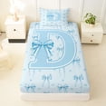 thumbnail image 3 of Erosebridal Kawaii Blue D Letter Monogrammed Girl Twin Sheet Sets 3pcs,Girls Children Dreamy Bowtie Love Heart Bedding, 3 of 5