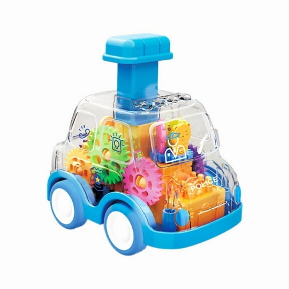 Funtogether Toys Press and Go Toy Car, Toddler Push Vehicle with Visible Spinning Gears, Friction Powered Pull Back Car