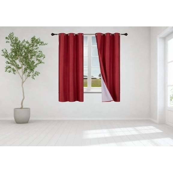 Gorgeous Home Linen 1 Set Burgundy Blackout Panel Window Grommet Curtain Foam Lined 35" Wide X 63" Long each pc