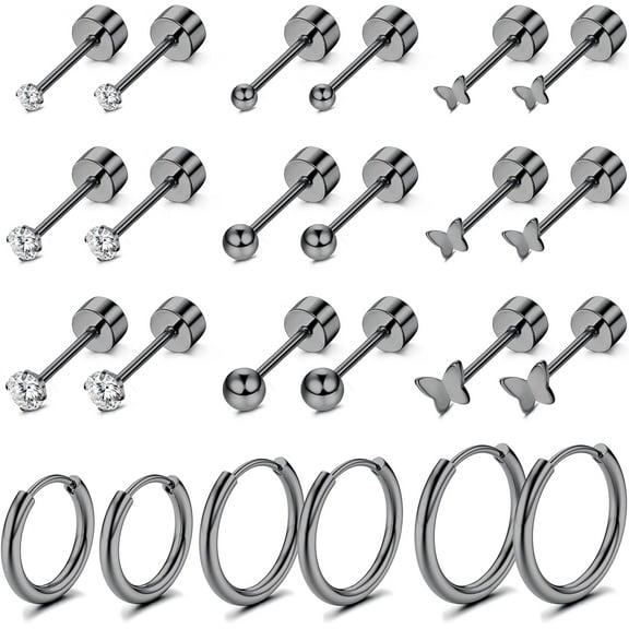 Gold Stud Earrings Flat Back Earrings For Women Men Stainless Steel Earring Sets For Multiple Piercing Tiny Cubic Zirconia Ball Butterfly Cartilage Earring Hoop Stud Nap Earrings For Sleepin[Z1]