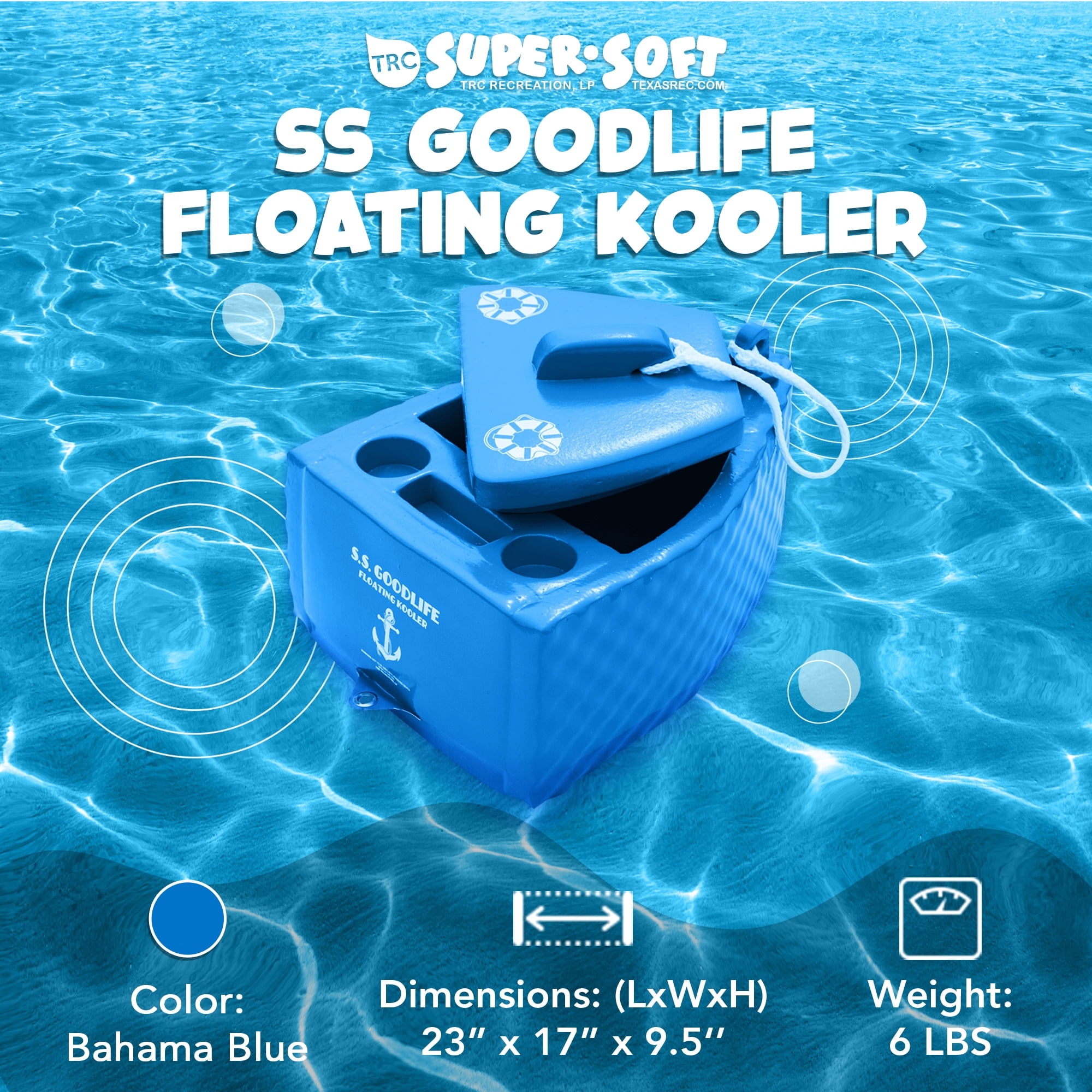 COLORAIRE グラフィックボード 水色 3ファン TRC Recreation, Floating Pool Cooler, Blue, Holds 12 to 18 cans