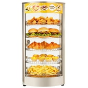 KFFKFF 5-Tier Commercial Food Warmer Display, 800W Countertop Food Warmer with LED Lighting, Adjustable Shelves, Stainless Steel Construction, 86℉~185℉ Temperature Range, 60L Capacity for Burgers