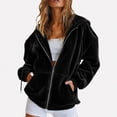 thumbnail image 2 of Sewkxo Womens Velour Zip Up Hoodie Long Sleeve Fall Oversized Hooded Sweatshirt Y2K 2026 Jacket with Pockets,Black S, 2 of 6