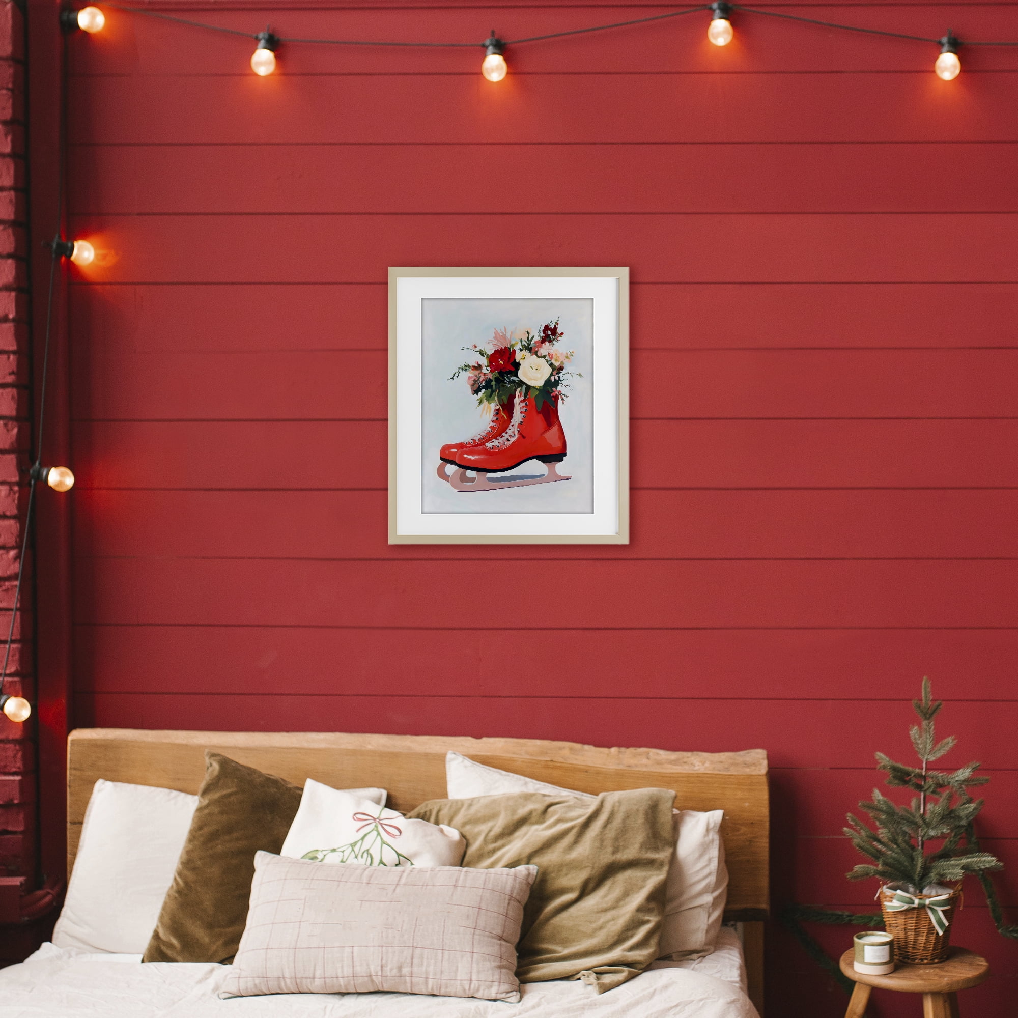 Stupell Industries Floral Ice Skates Birch Framed Print Under Glass, design by The Prints Vibe
