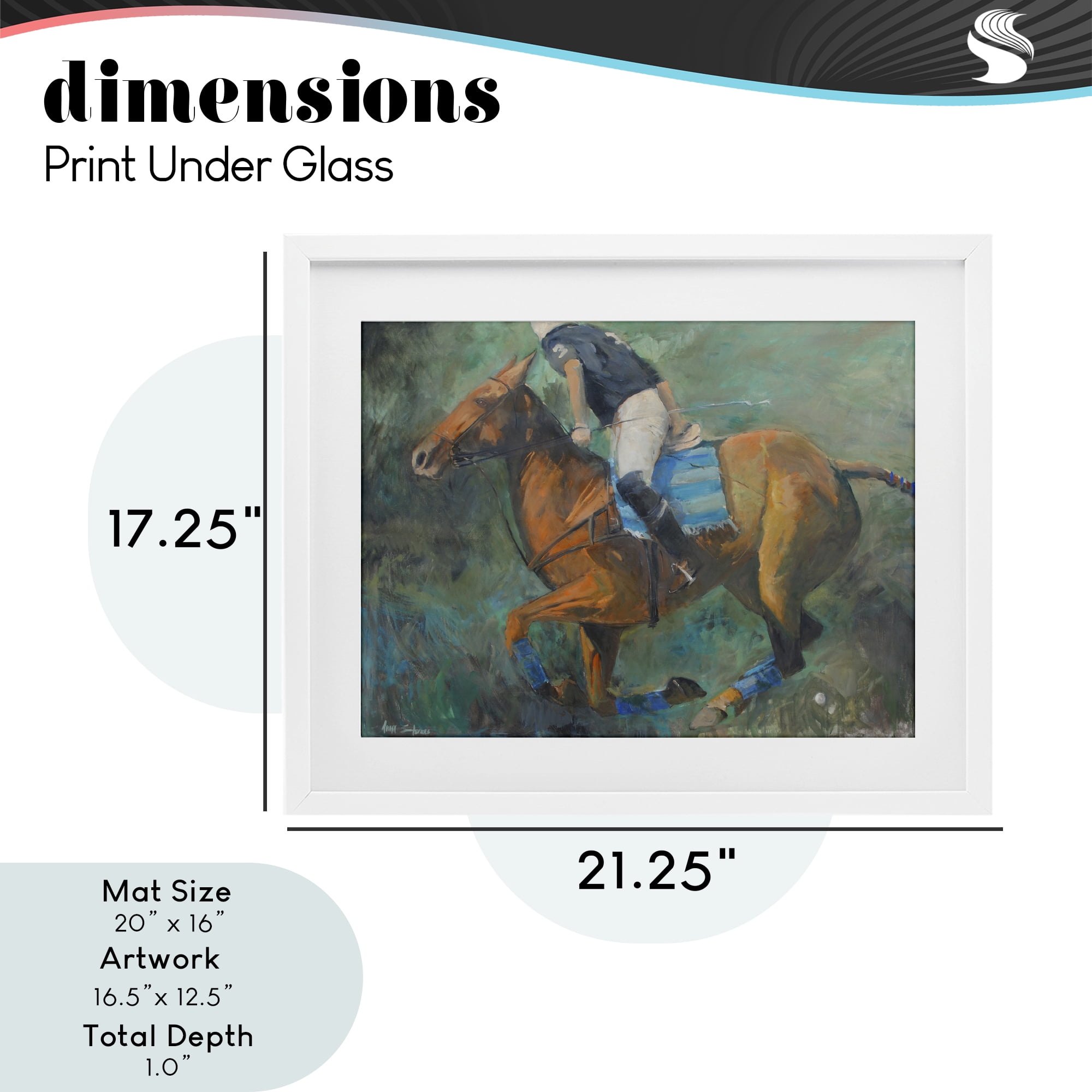 Stupell Industries Polo Rider in Dynamic Motion White Framed Print Under Glass, design by Jadei Graphics