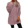 thumbnail image 2 of Black and Friday Clothing Sales Idoravan Long Sleeve Shirts for Women Winter Women's Round- Neck Plush Fall and Winter Loose Solid Pocket Warm Long Sleeve Blouse Tops Pink S, 2 of 6