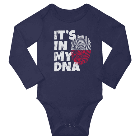 

It s In My Polish DNA Baby Long Sleeve Bodysuit Unisex Gifts (Navy 18 Months)