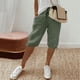 thumbnail image 2 of bolsillos casuales para mujer pantalones casuales con cordón elástico cordón en la pierna cinco pantalones pantalón verde militar / l, 2 of 7